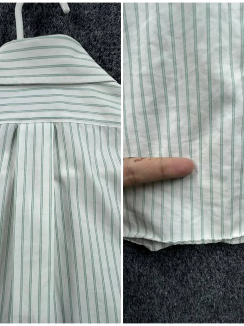Brooks Brothers White Green 16 33 Slim Cotton Non-Iron Striped Button-Down Men